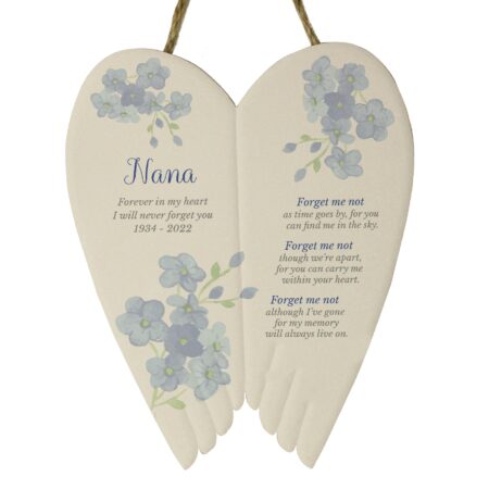 Personalised forget memorial ceramic wings