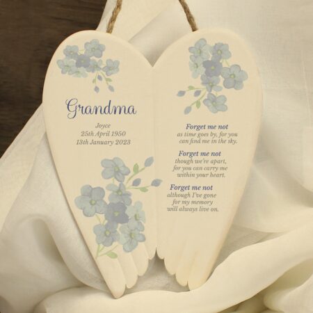 Personalised forget memorial ceramic wings