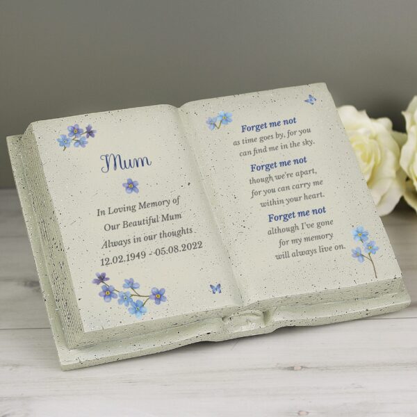 Personalised Forget Me Not Memorial Resin Book: 2 - Memorials By Gift Moments