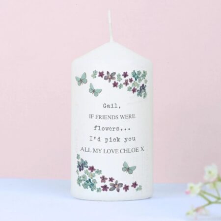 Personalised Forget me not Pillar Candle: 2 - Candles By Gift Moments