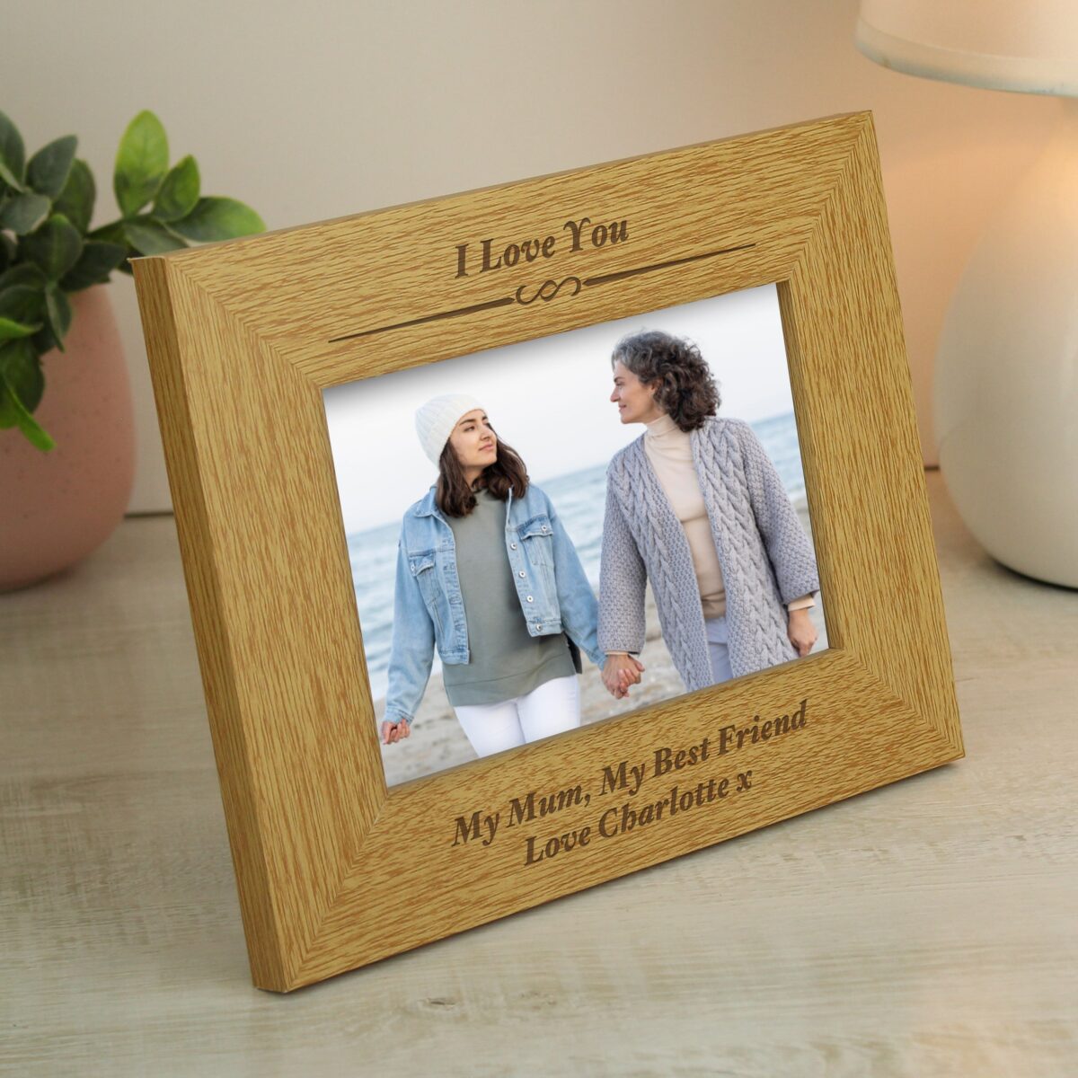 Personalised Formal 6x4 Landscape Oak Finish Photo Frame: 6 - Photo Frames By Gift Moments