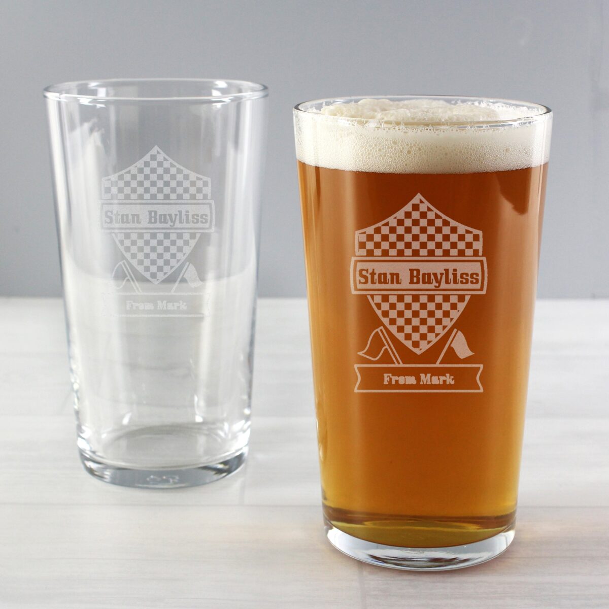 Personalised Formula 1 Pint Glass: 4 - Beer Glasses By Gift Moments