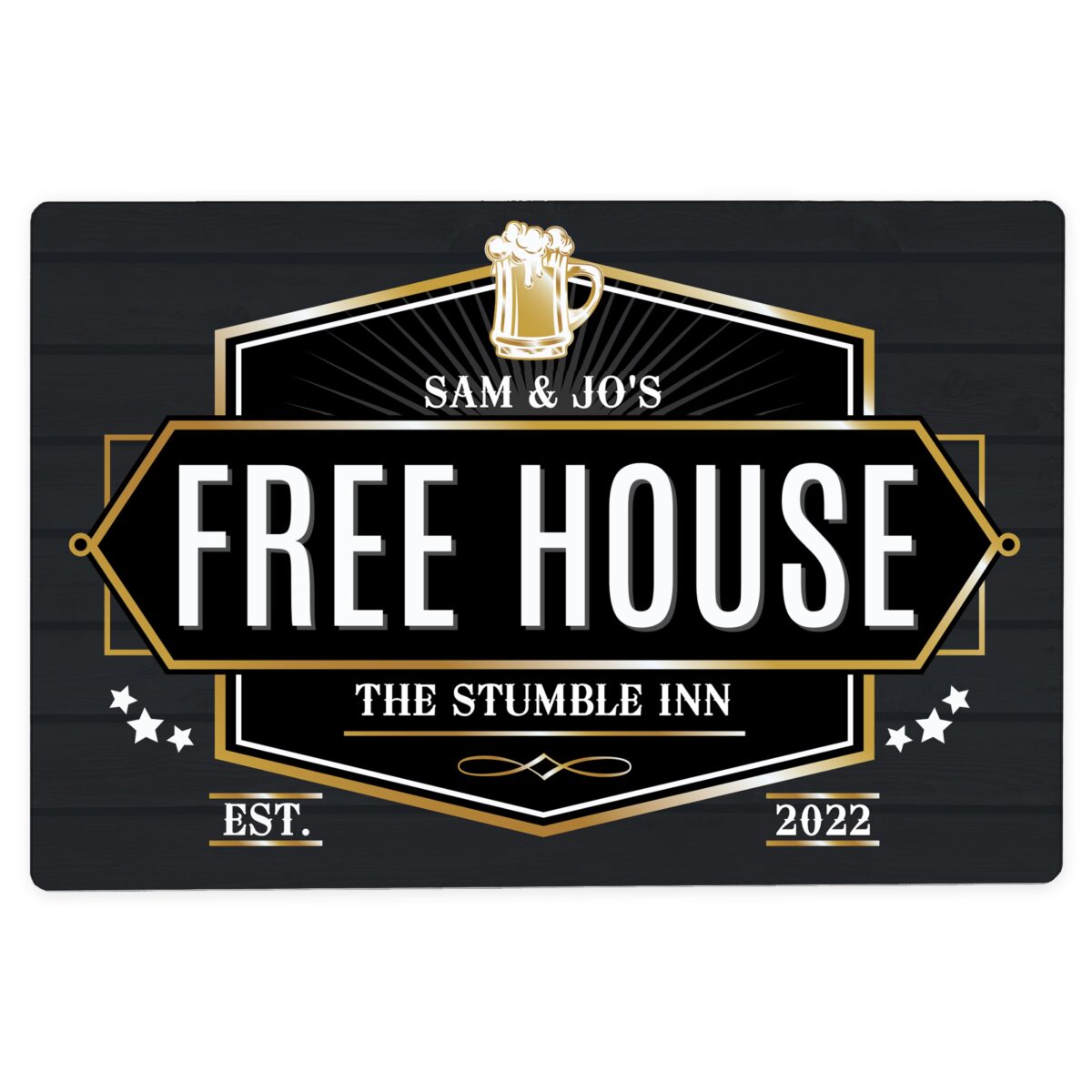 Personalised free house black metal sign