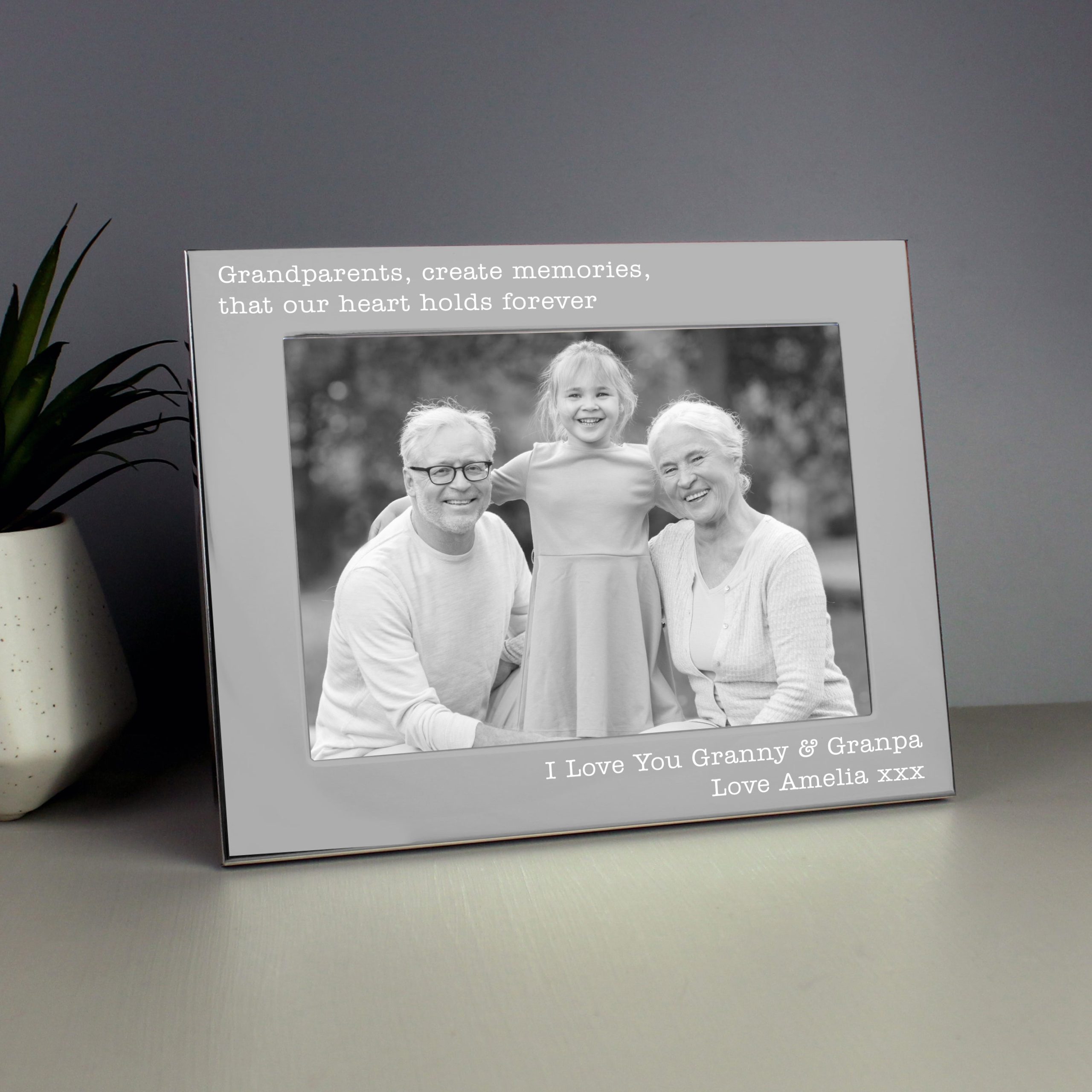 Personalised Free Text 5 x 7 Silver Photo Frame: 1 - Photo Frames By Gift Moments