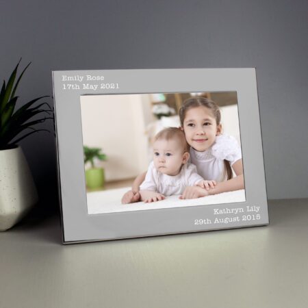 Personalised Free Text 5 x 7 Silver Photo Frame: 6 - Photo Frames By Gift Moments