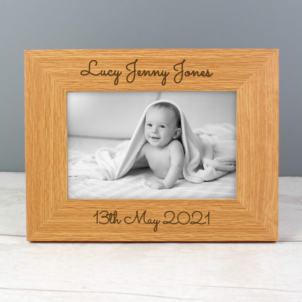 Personalised Free Text 6x4 Wooden Photo Frame: 8 - Photo Frames By Gift Moments