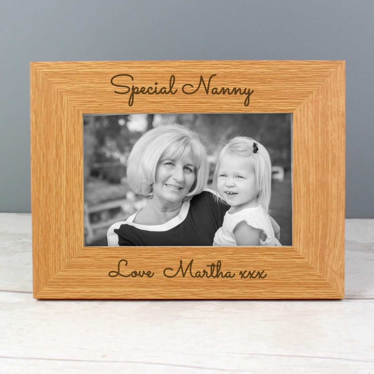 Personalised Free Text 6x4 Wooden Photo Frame: 4 - Photo Frames By Gift Moments