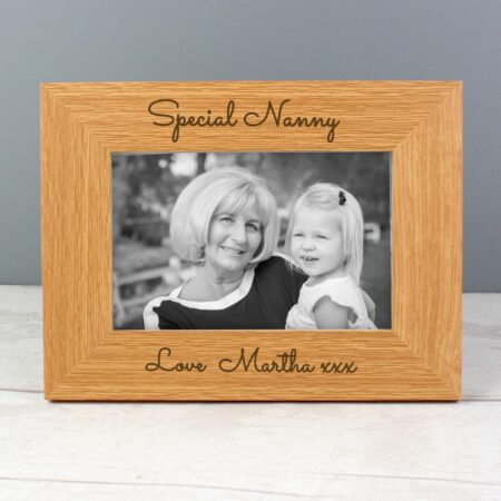 Personalised Free Text 6x4 Wooden Photo Frame: 4 - Photo Frames By Gift Moments