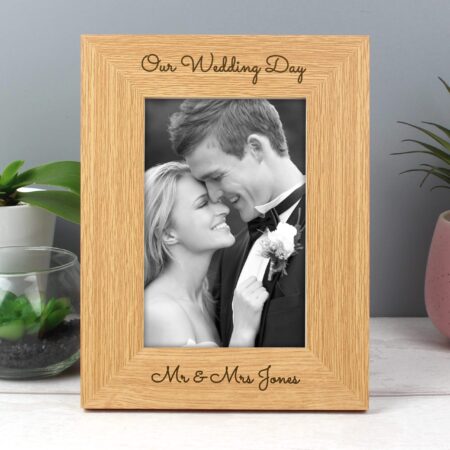 Personalised Free Text 6x4 Wooden Photo Frame: 1 - Photo Frames By Gift Moments