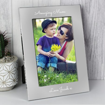 Personalised Free Text 7 x 5 Silver Photo Frame: 4 - Photo Frames By Gift Moments