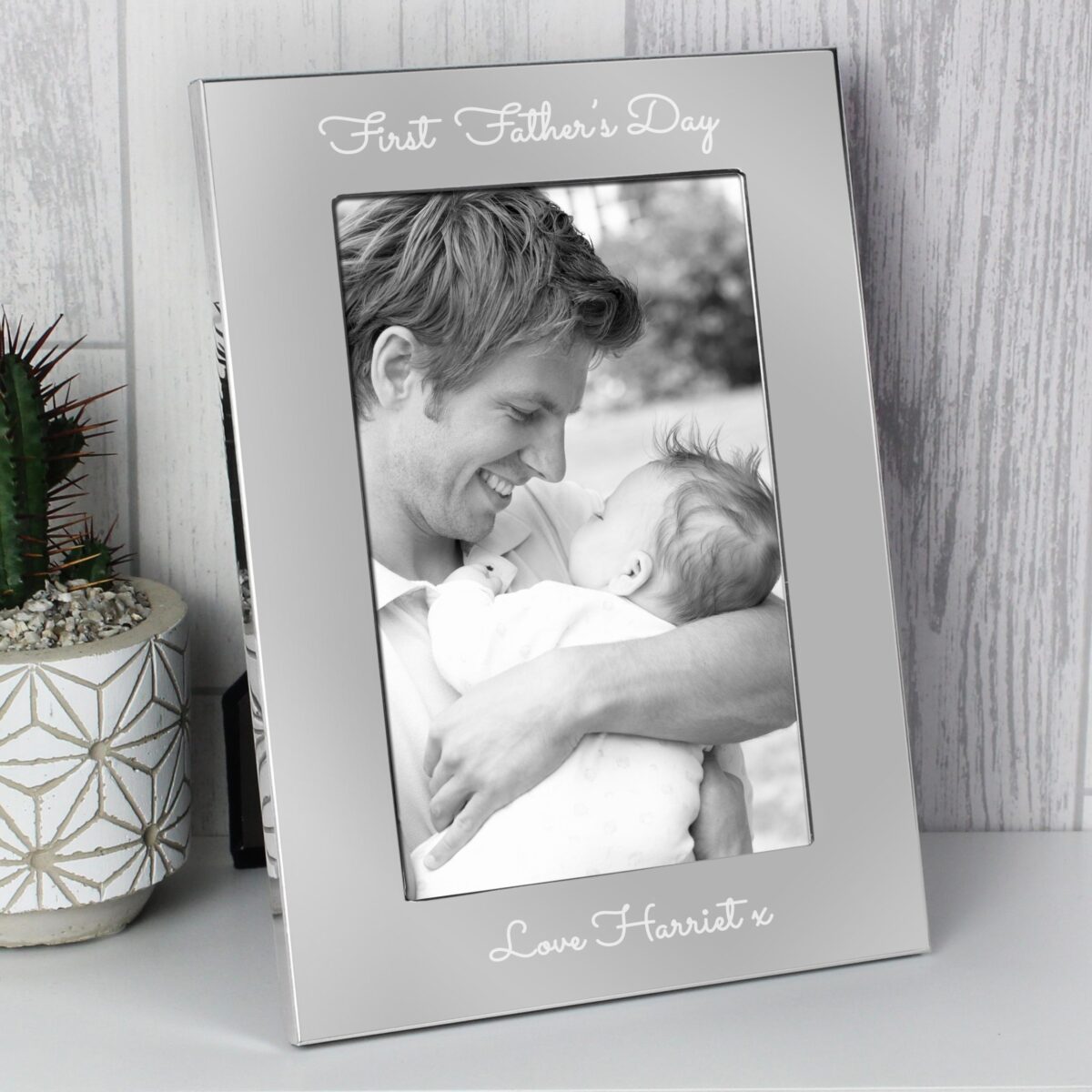 Personalised Free Text 7 x 5 Silver Photo Frame: 1 - Photo Frames By Gift Moments