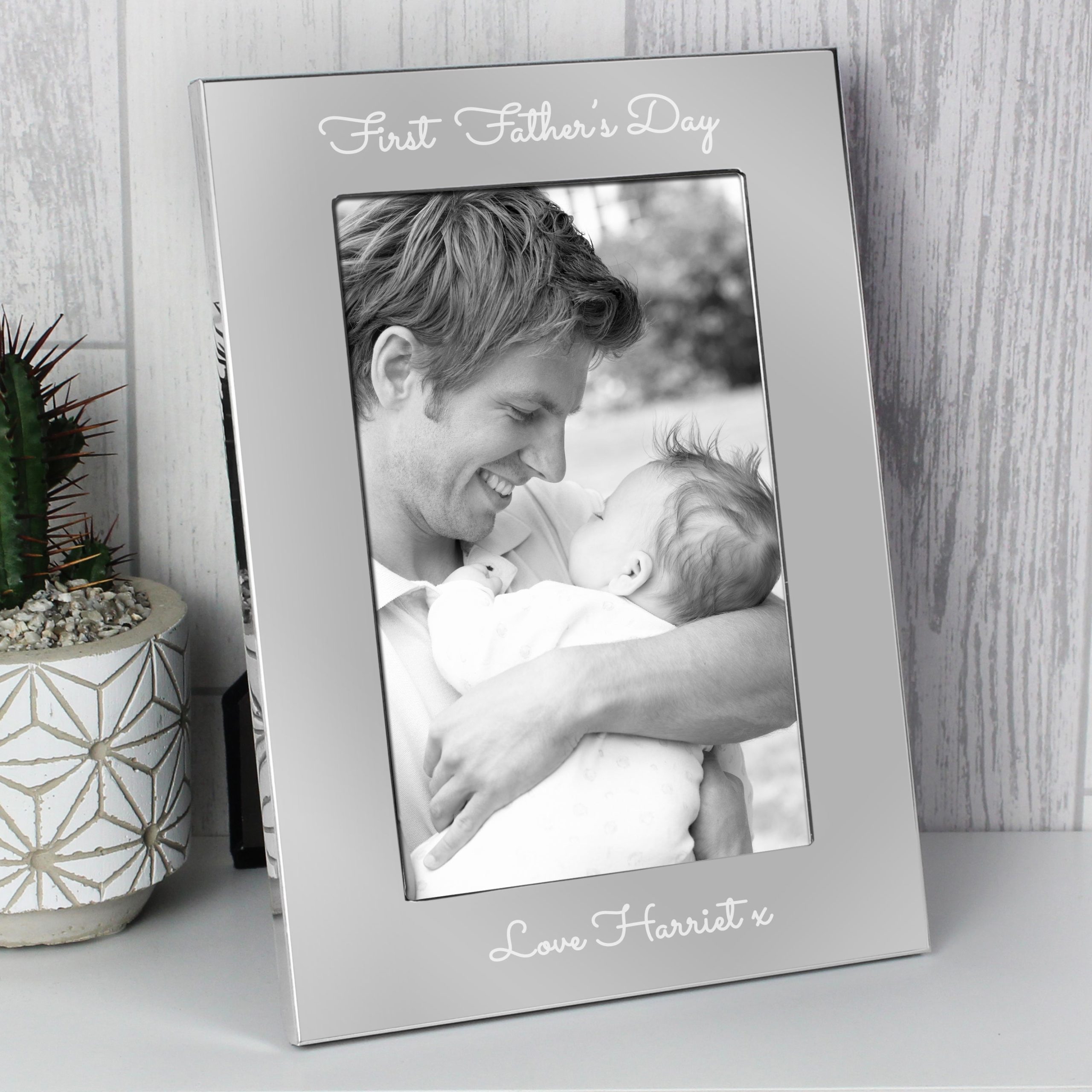 Personalised Free Text 7 x 5 Silver Photo Frame: 1 - Photo Frames By Gift Moments