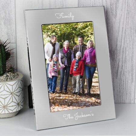 Personalised Free Text 7 x 5 Silver Photo Frame: 5 - Photo Frames By Gift Moments