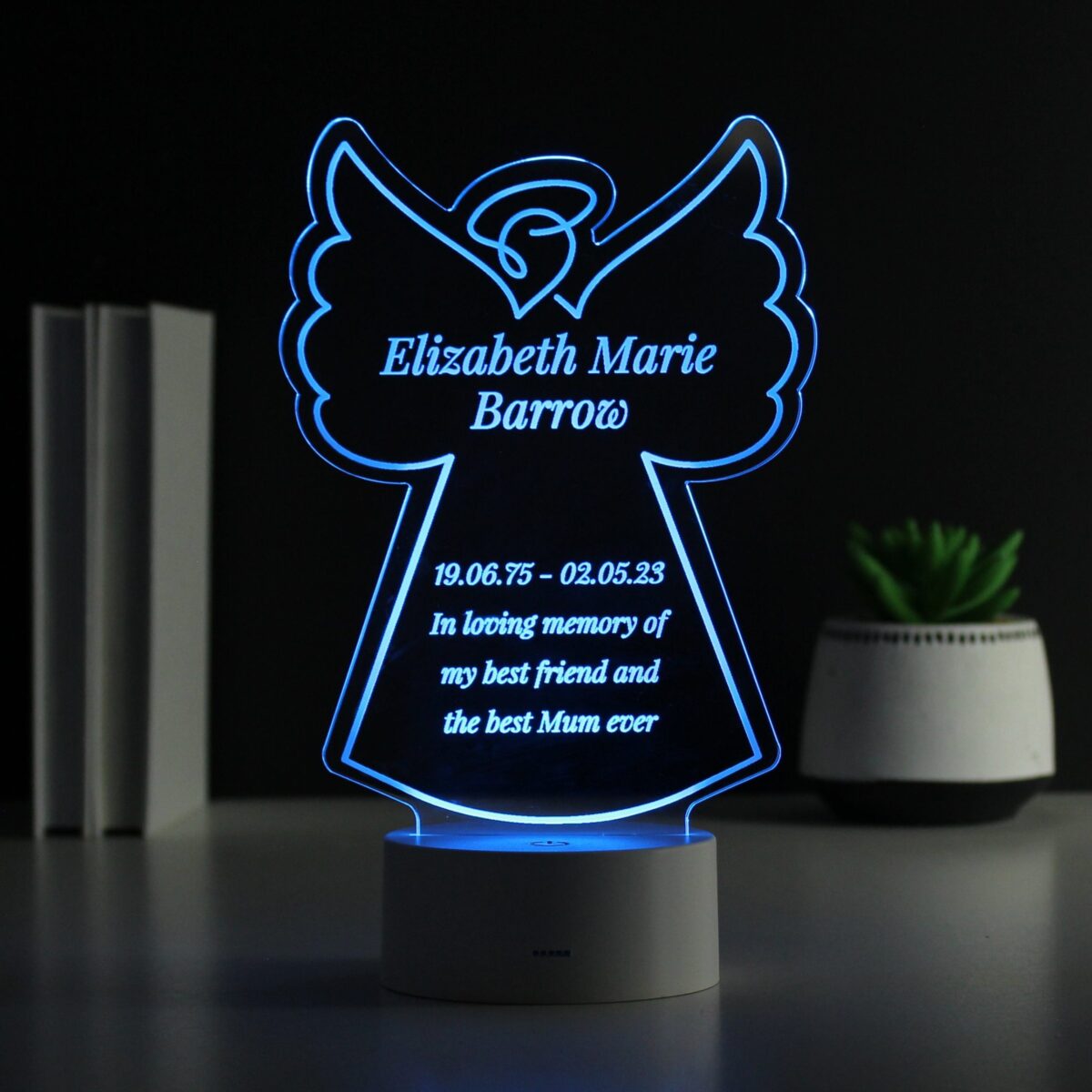 Personalised Free Text Angel Memorial Colour Changing LED Light: 6 - LED Lighting By Gift Moments