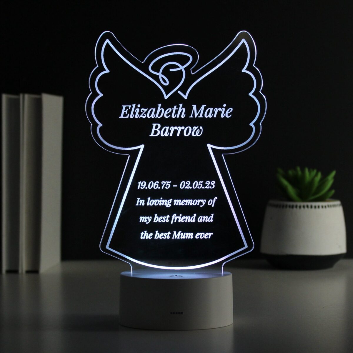 Personalised Free Text Angel Memorial Colour Changing LED Light: 1 - LED Lighting By Gift Moments
