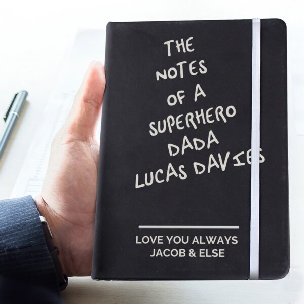 Personalised Free Text Black Hardback Notebook: 2 - Notebooks By Gift Moments
