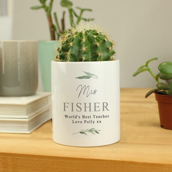 Personalised Free Text Botanical Ceramic Storage Pot: 1 - Storage By Gift Moments