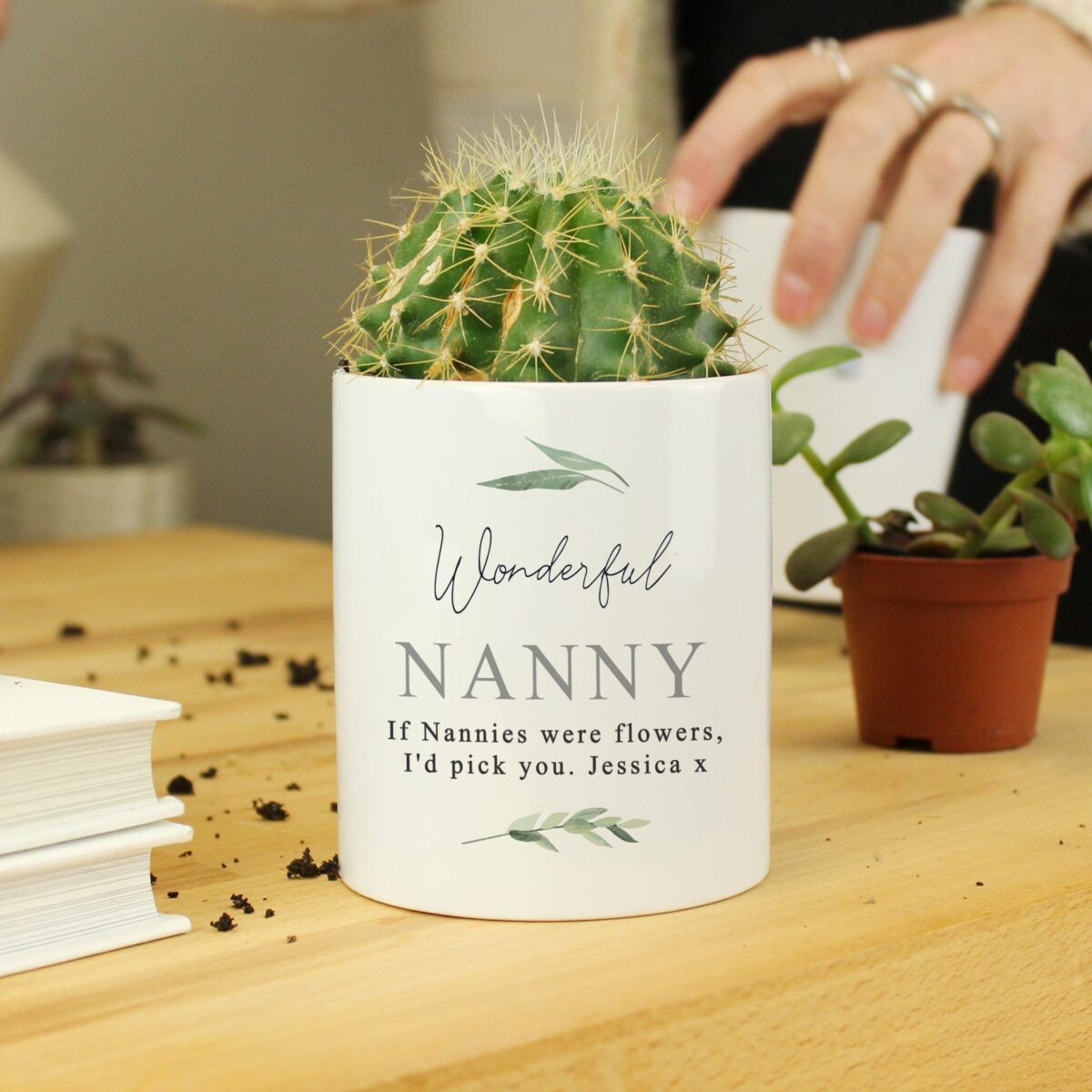 Personalised Free Text Botanical Ceramic Storage Pot: 4 - Storage By Gift Moments