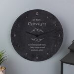 Personalised Free Text Botanical Slate Clock: 1 - Clocks By Gift Moments