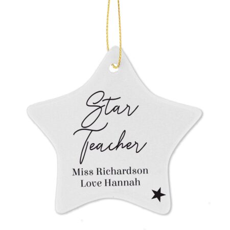Personalised Free Text Ceramic Star Decoration: 5 - Christmas Decorations By Gift Moments