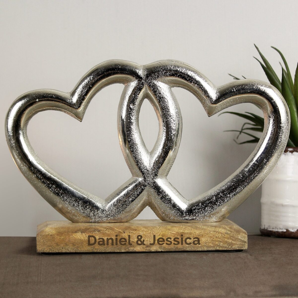 Personalised Free Text Double Heart Ornament: 1 - Ornaments By Gift Moments