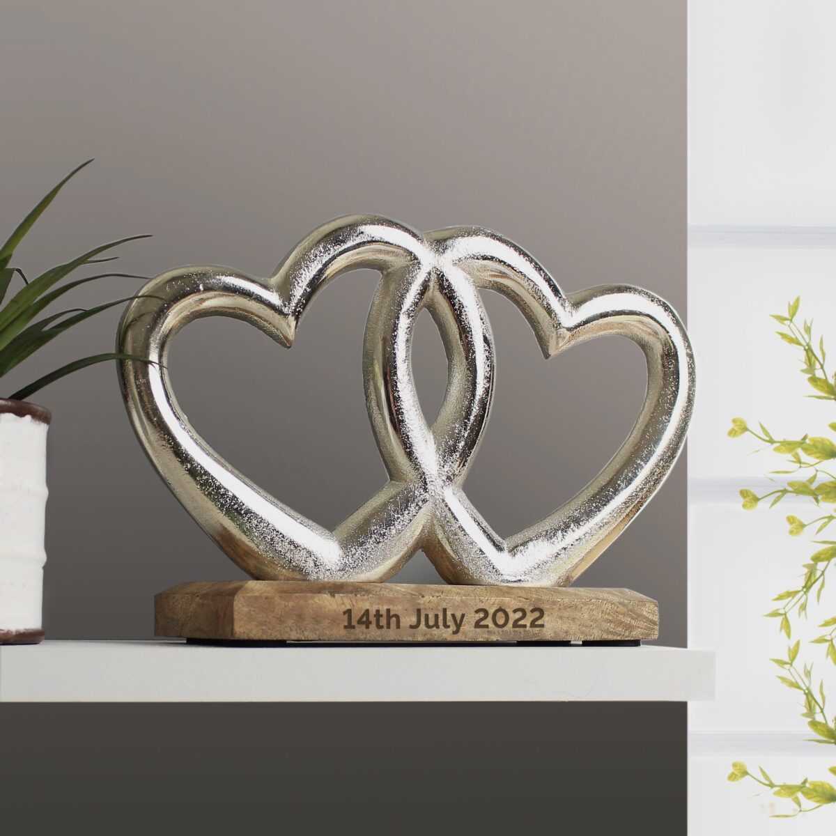 Personalised Free Text Double Heart Ornament: 4 - Ornaments By Gift Moments
