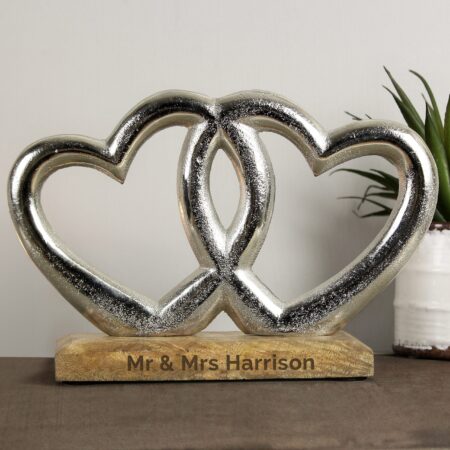 Personalised Free Text Double Heart Ornament: 3 - Ornaments By Gift Moments