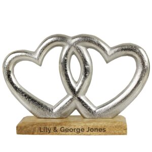 Personalised Free Text Double Heart Ornament: 5 - Ornaments By Gift Moments