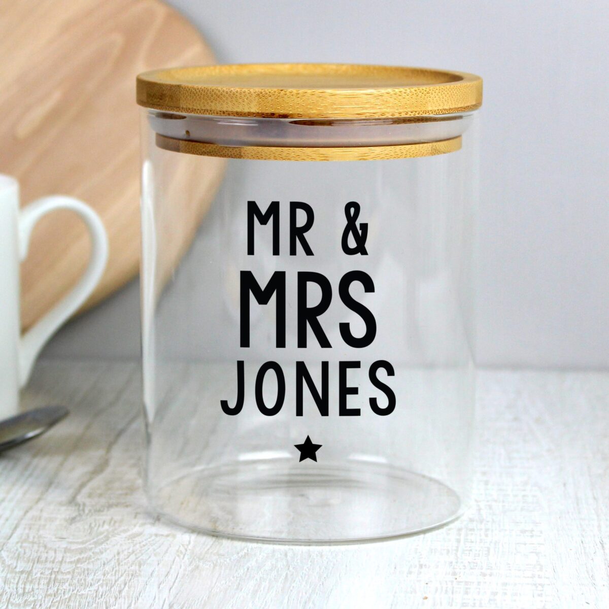 Personalised Free Text Glass Jar with Bamboo Lid: 5 - Storage By Gift Moments