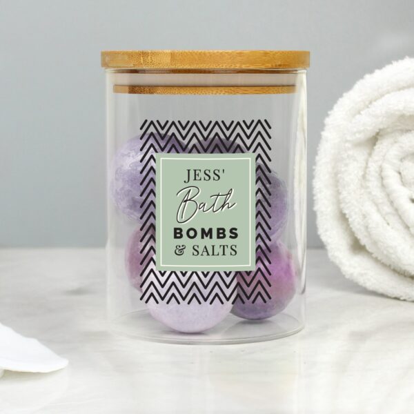 Personalised Free Text Glass Jar with Bamboo Lid: 1 - Storage By Gift Moments