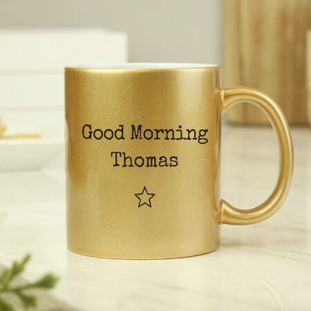 Personalised Free Text Gold Mug: 2 - Mugs By Gift Moments