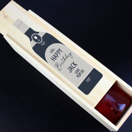 Personalised Free Text Grey Wooden Wine Bottle Box: 1 - Barware By Gift Moments