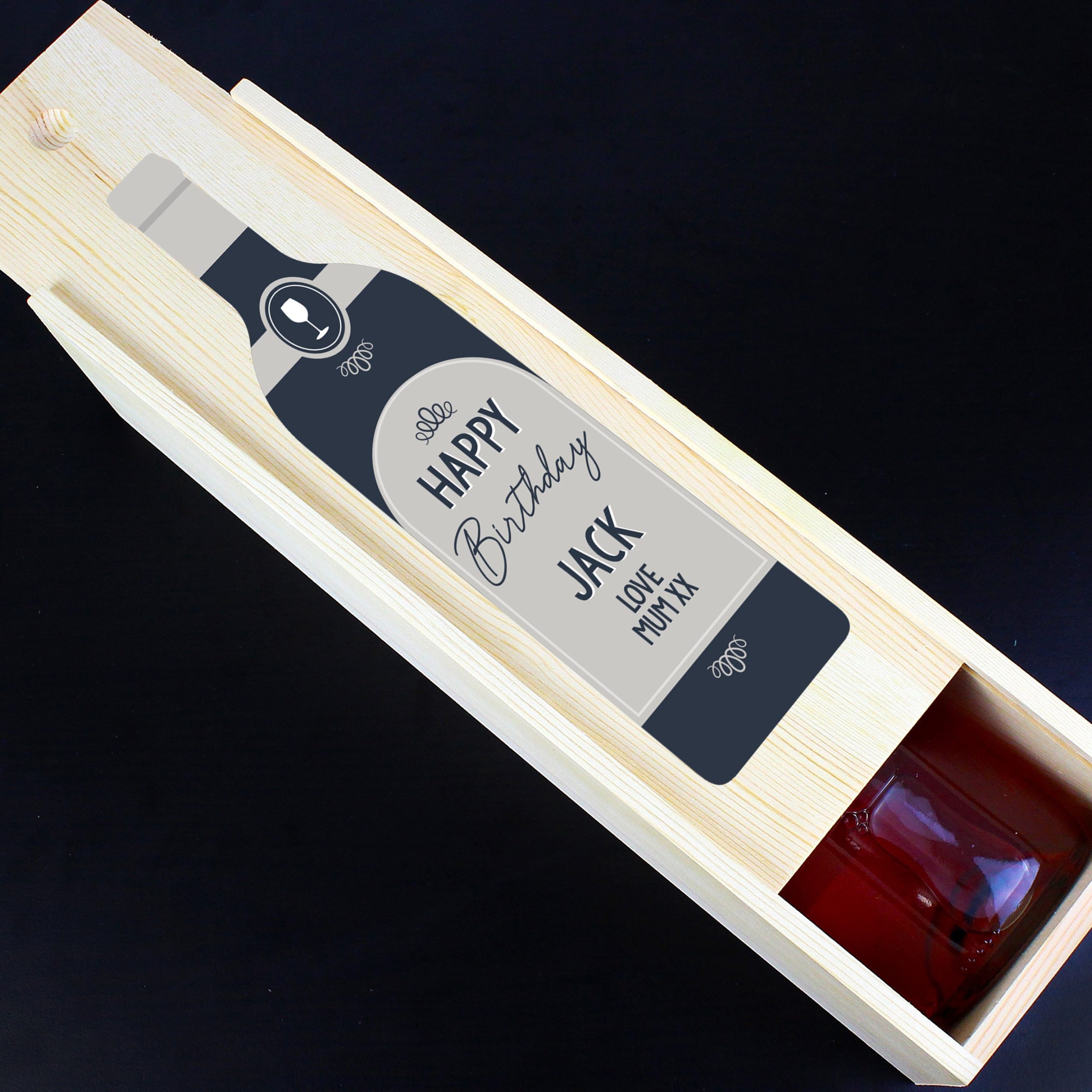 Personalised Free Text Grey Wooden Wine Bottle Box: 1 - Barware By Gift Moments