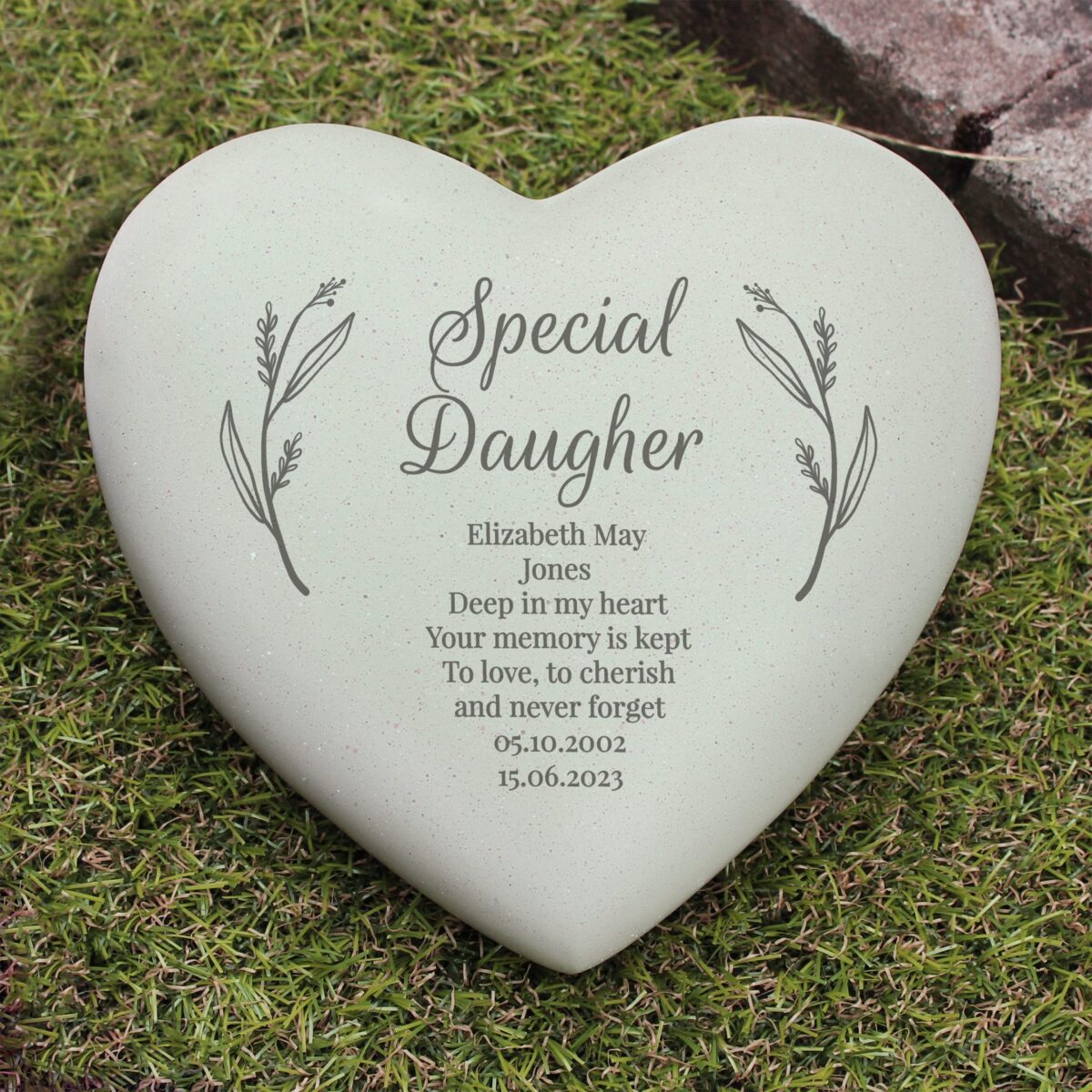 Personalised Free Text Heart Memorial: 6 - Memorials By Gift Moments