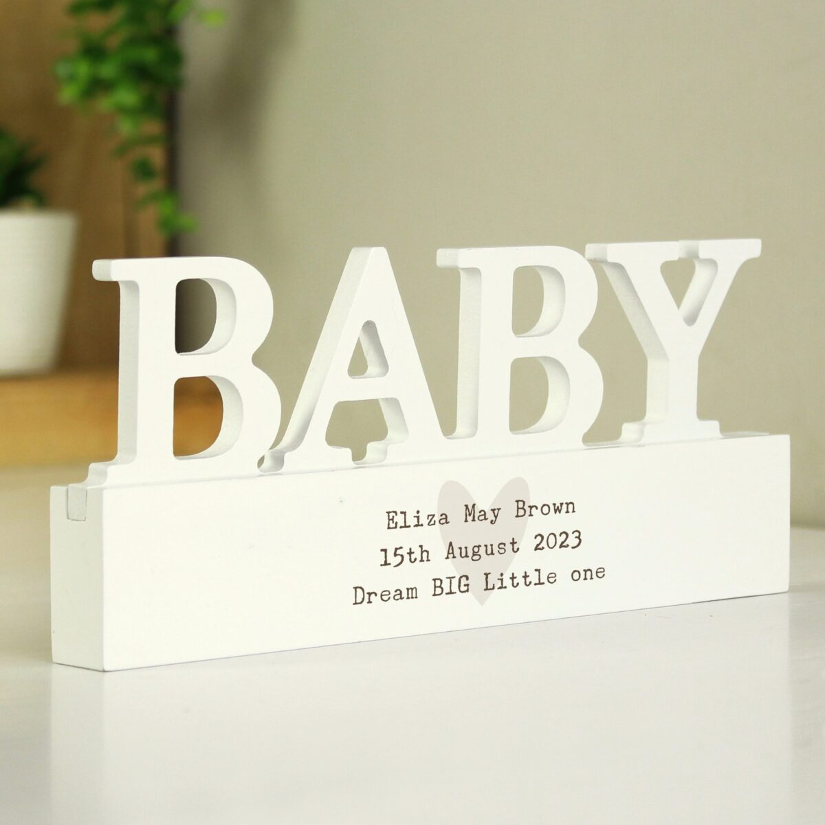 Personalised Free Text Heart Wooden Baby Ornament: 1 - Ornaments By Gift Moments