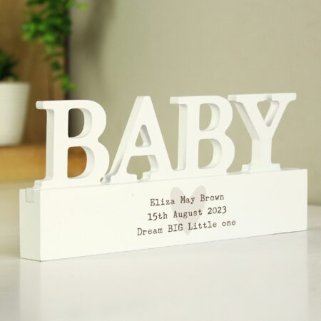 Personalised Free Text Heart Wooden Baby Ornament: 1 - Ornaments By Gift Moments