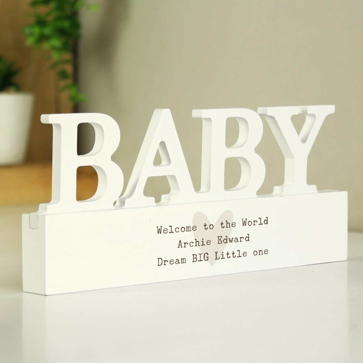 Personalised Free Text Heart Wooden Baby Ornament: 2 - Ornaments By Gift Moments