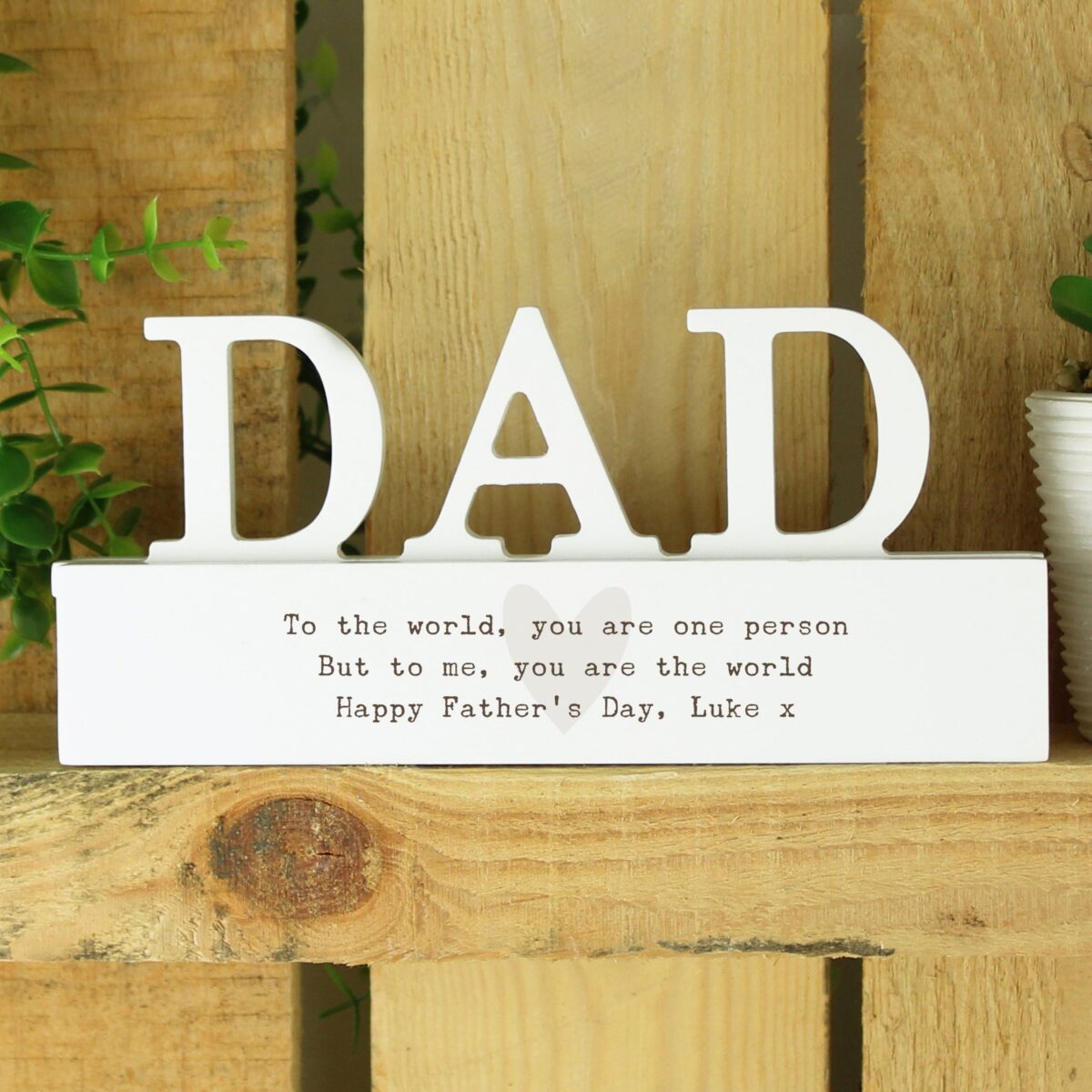 Personalised Free Text Heart Wooden Dad Ornament: 3 - Ornaments By Gift Moments