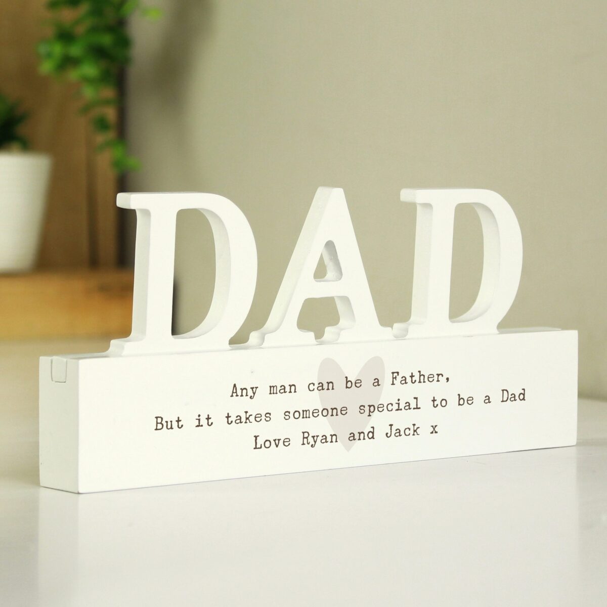 Personalised Free Text Heart Wooden Dad Ornament: 2 - Ornaments By Gift Moments