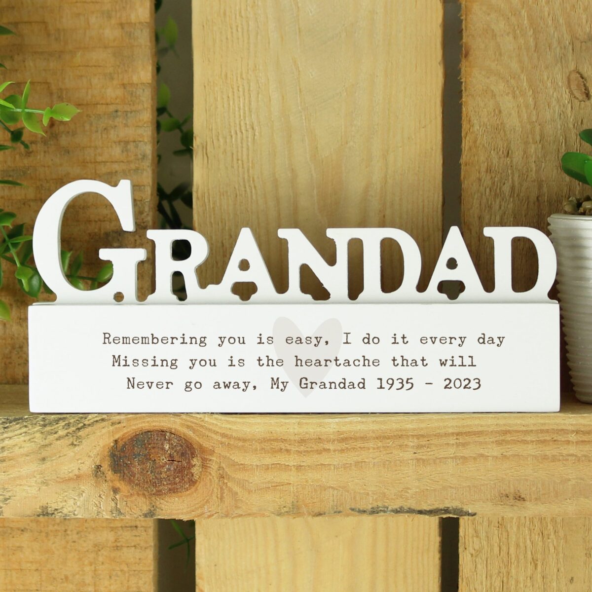 Personalised Free Text Heart Wooden Grandad Ornament: 2 - Ornaments By Gift Moments