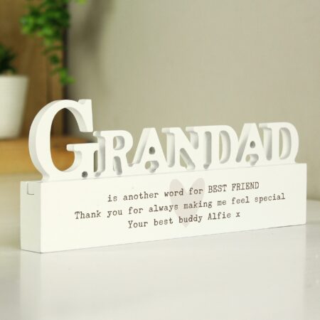 Personalised Free Text Heart Wooden Grandad Ornament: 4 - Ornaments By Gift Moments