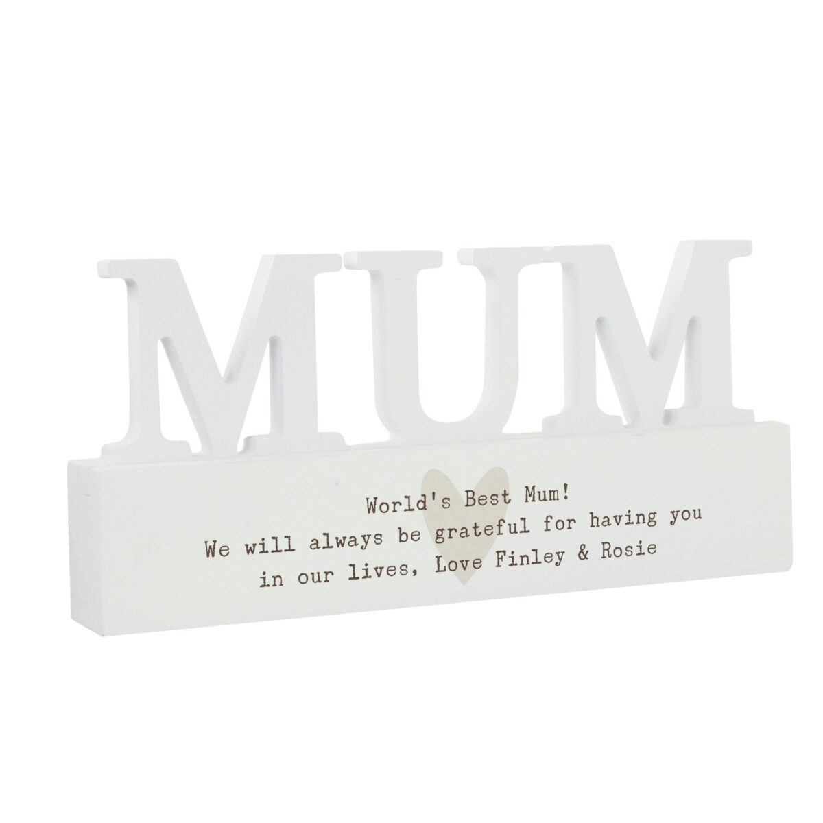 Personalised Free Text Heart Wooden Mum Ornament plaque: 5 - Ornaments By Gift Moments
