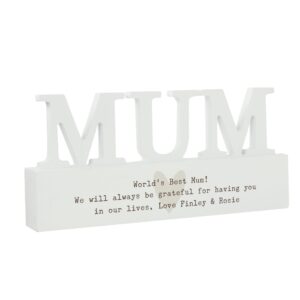 Personalised Free Text Heart Wooden Mum Ornament plaque: 5 - Ornaments By Gift Moments