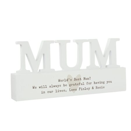Personalised Free Text Heart Wooden Mum Ornament plaque: 5 - Ornaments By Gift Moments