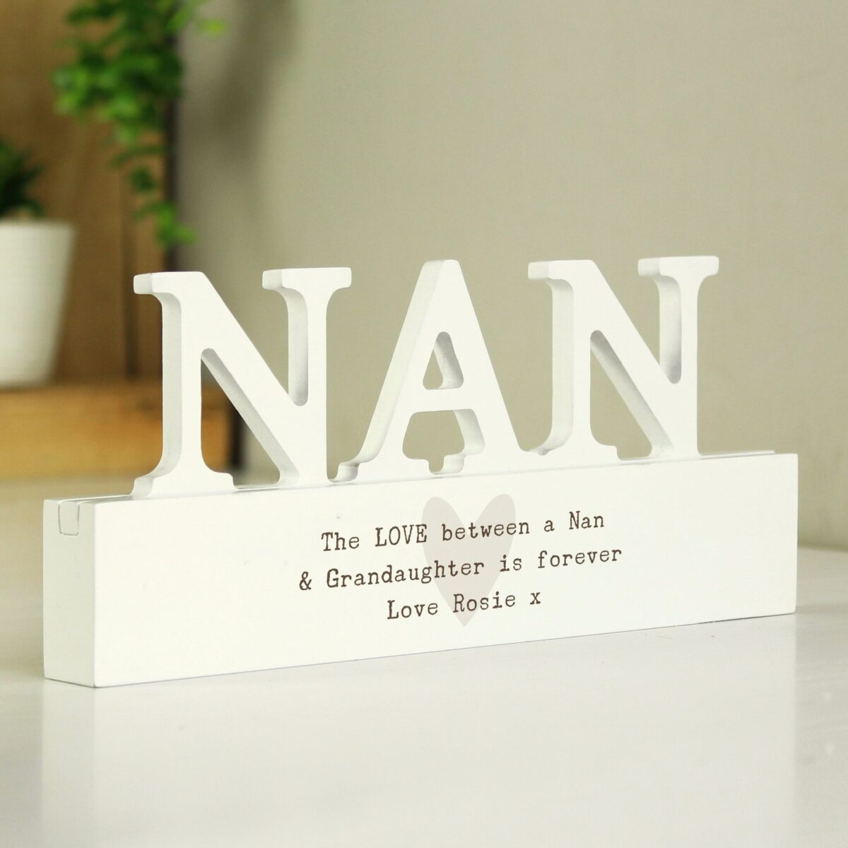 Personalised Free Text Heart Wooden Nan Ornament: 1 - Ornaments By Gift Moments