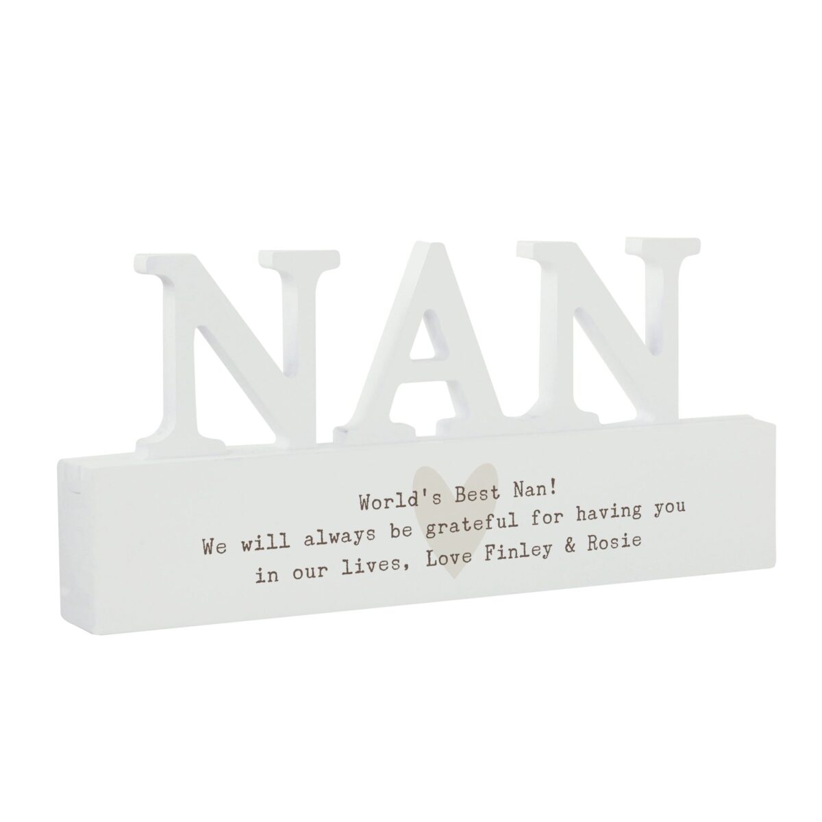 Personalised Free Text Heart Wooden Nan Ornament: 5 - Ornaments By Gift Moments