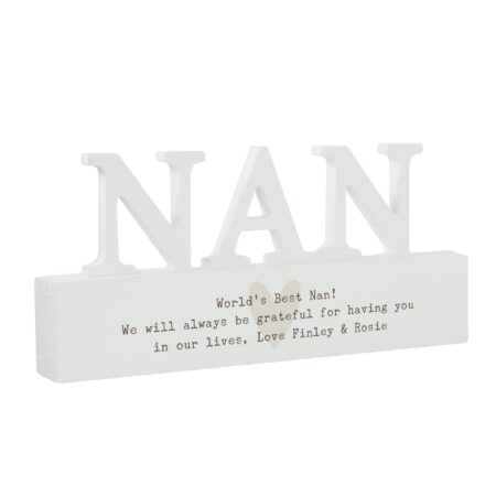 Personalised Free Text Heart Wooden Nan Ornament: 5 - Ornaments By Gift Moments
