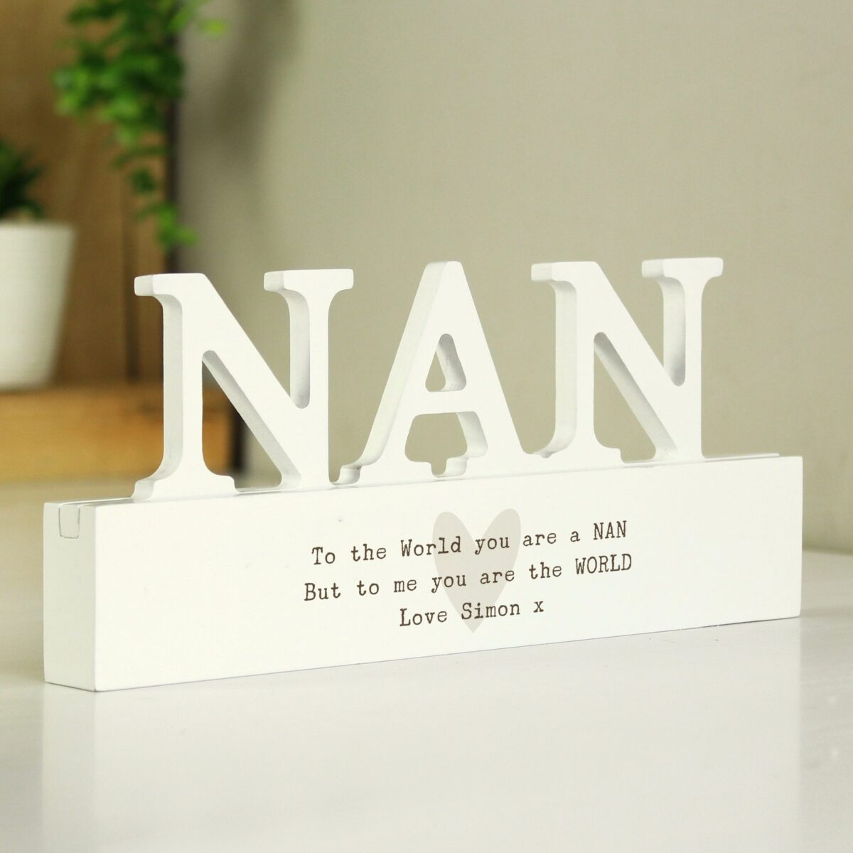 Personalised Free Text Heart Wooden Nan Ornament: 3 - Ornaments By Gift Moments