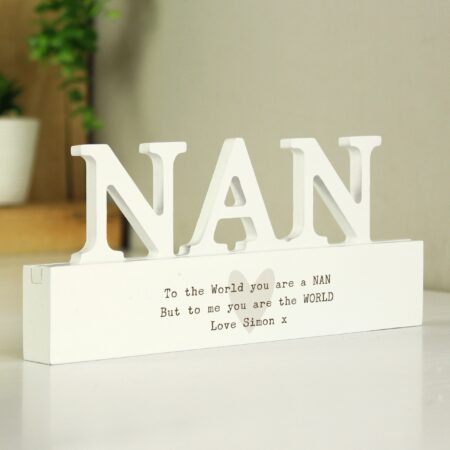 Personalised Free Text Heart Wooden Nan Ornament: 3 - Ornaments By Gift Moments