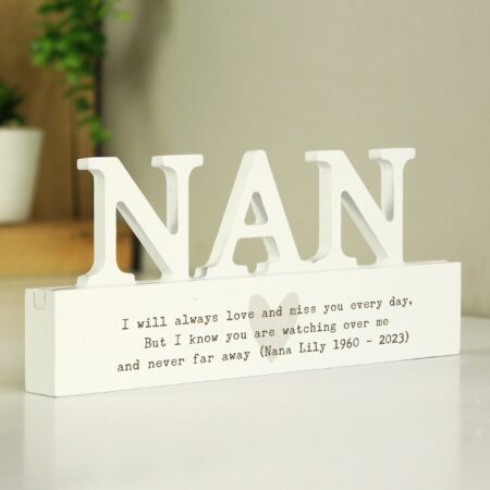 Personalised Free Text Heart Wooden Nan Ornament: 4 - Ornaments By Gift Moments